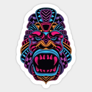 gorilla head neon Sticker